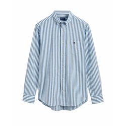 Gant Regular fit cotton linen shirt with stripes - blue (471)