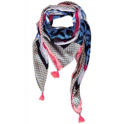 Street One Print scarf with tassels - blue (34200)