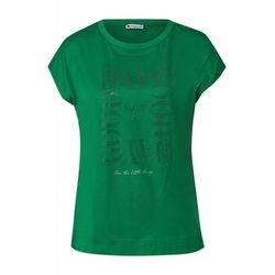 Street One T-shirt avec wording en strass - vert (24649)