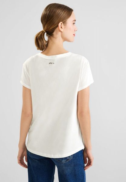 Street One T-shirt avec détail de paillettes - blanc (20108)