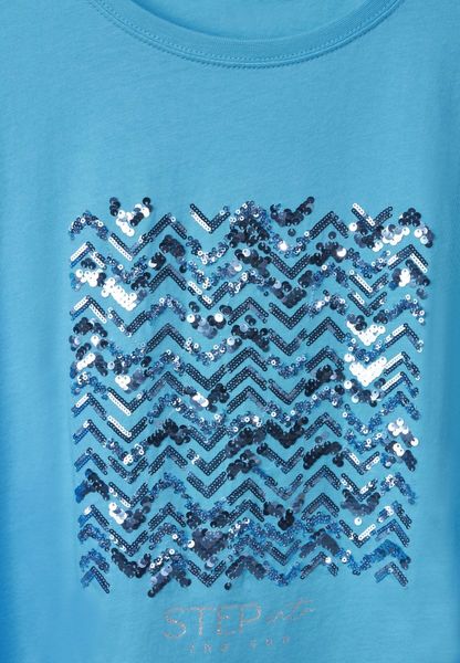 Street One T-shirt avec détail de paillettes - bleu (24510)