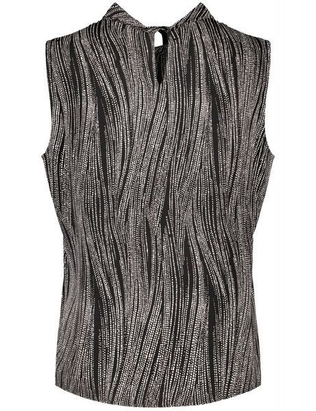 Taifun Sleeveless blouse with high collar - black (01102)