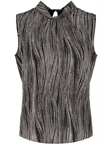 Taifun Sleeveless blouse with high collar - black (01102)
