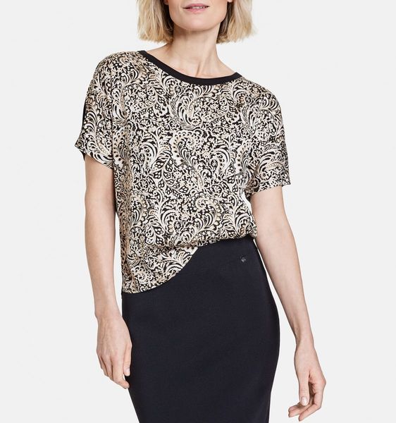 Gerry Weber Edition T-shirt with paisley pattern - black/beige/white (01098)