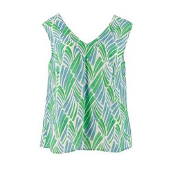 Signe nature V-neck blouse in the front and back - green/blue (5)