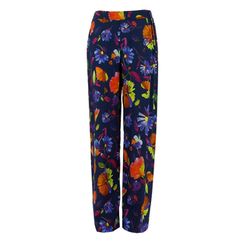 Signe nature Flowing pants with floral print - blue (96)