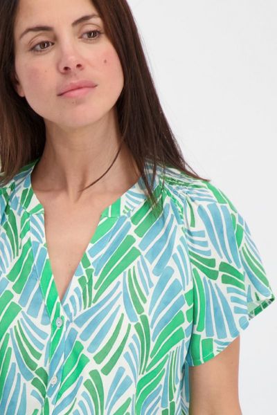 Signe nature Printed blouse from natural material - green/blue (5)