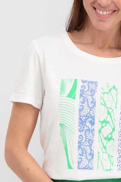 Signe nature T-shirt printed - white/green/blue (16)