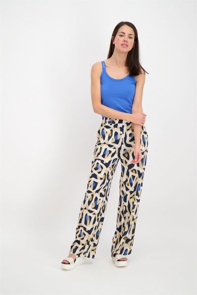 Signe nature Wide pants with elastic waistband - yellow/blue (96)