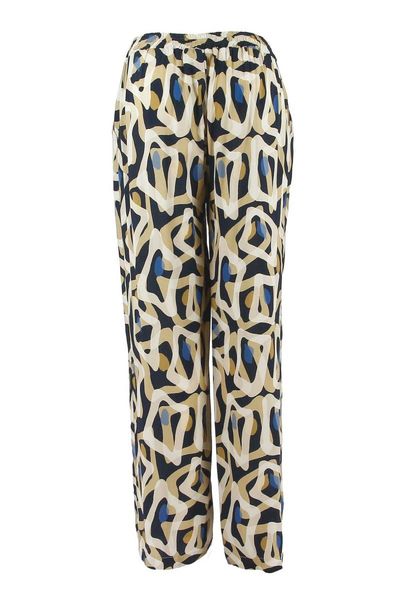 Signe nature Wide pants with elastic waistband - yellow/blue (96)
