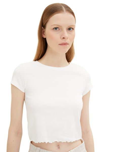 Tom Tailor Denim Cropped T-Shirt - white (10348)