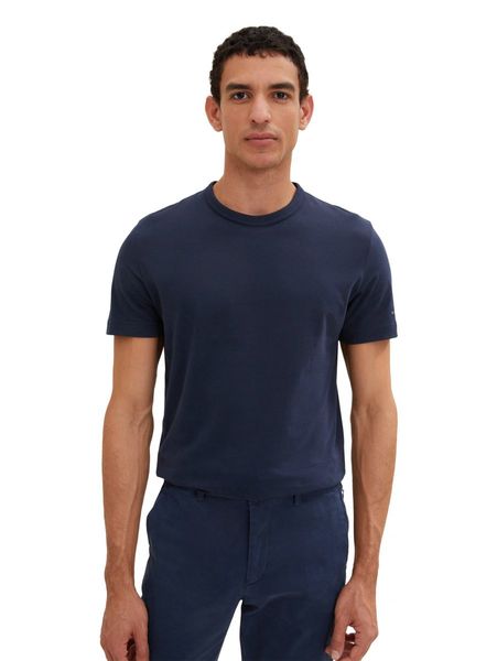 Tom Tailor Basic T-Shirt mit Logoprint - blau (10668)