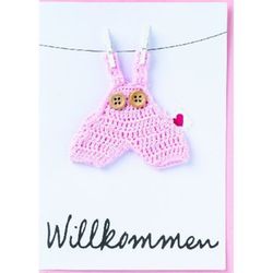 Räder Welcome baby card - white/pink (NC)