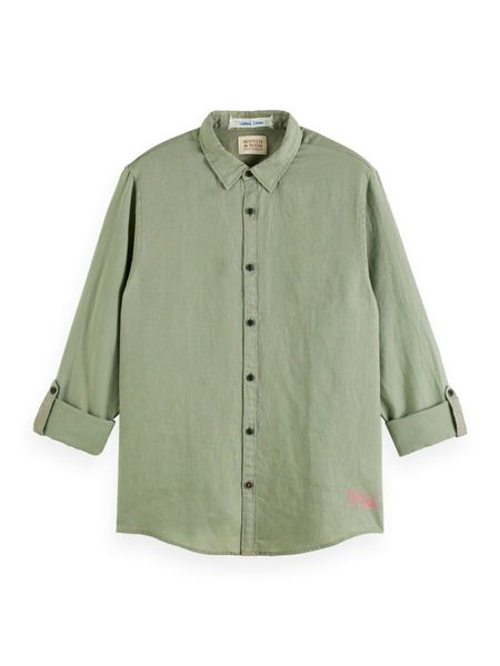 Scotch & Soda Linen shirt with sleeve adjustments - green (115)