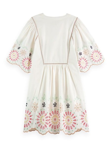 Scotch & Soda Flutter-sleeved broderie anglaise dress - white (5695)
