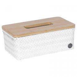 Handed by Tissue box with bamboo lid - white (00)