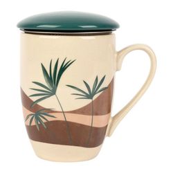 SEMA Design Tea cup with filter (37.5cl) - sweet leaves - green/beige (00)