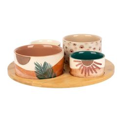 SEMA Design Porcelain cups x4 and bamboo tray - brown (00)