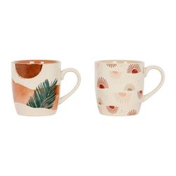 SEMA Design Mugs (x2) - sweet leaves - orange/beige (00)