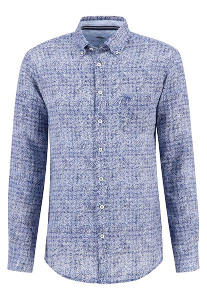 Fynch Hatton Patterned linen shirt - blue (634)