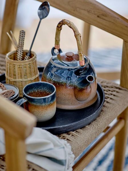 Bloomingville Teapot with tea strainer - Aura  - brown/blue (Blue)