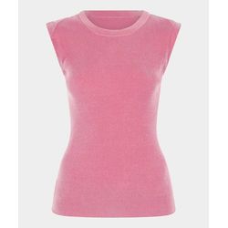 Esqualo Ribbed top with gold button placket - pink (520)