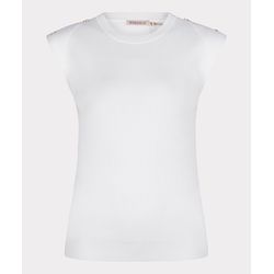Esqualo T-Shirt côtelé avec patte de boutonnage dorée - blanc (120)