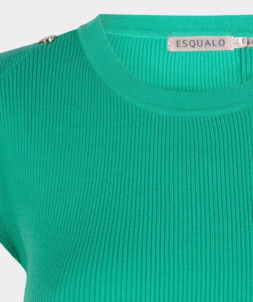 Esqualo T-Shirt côtelé avec patte de boutonnage dorée - vert (370)