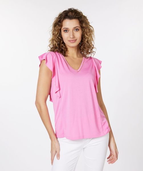Esqualo T-shirt ruffle top - pink (517)