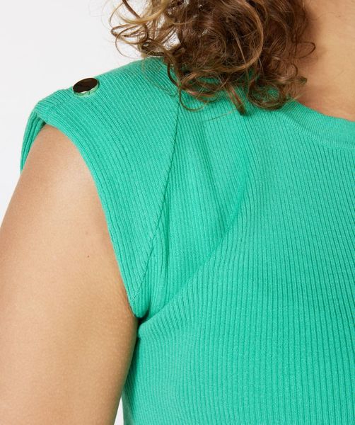 Esqualo Ribbed top with gold button placket - green (370)