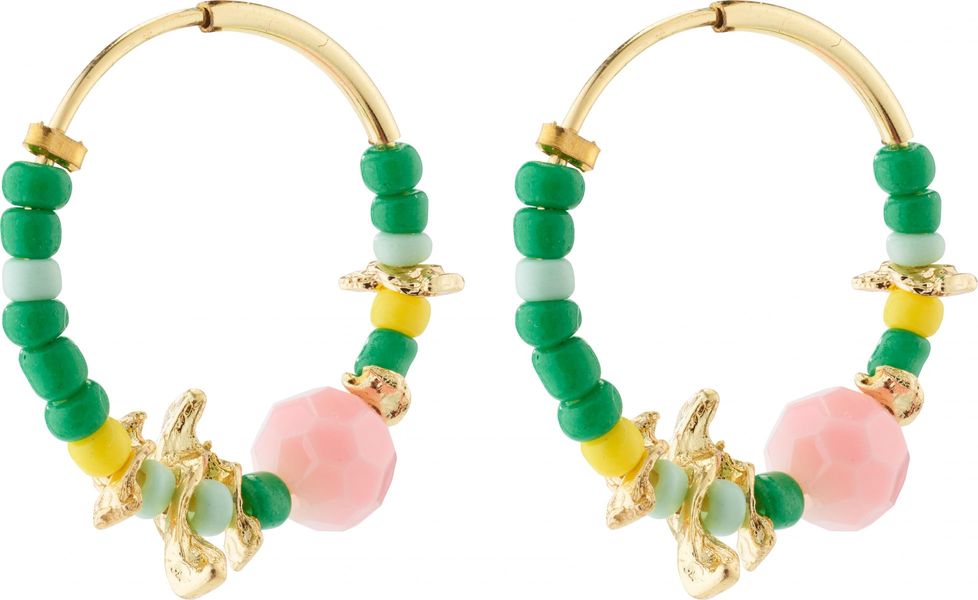 Pilgrim Boucles d'oreilles en perles - Pause - rose/vert (GOLD)