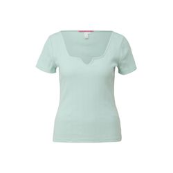 Q/S designed by T-shirt with a notch neckline - green/blue (6092)