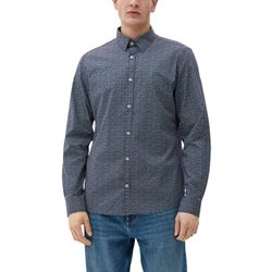 s.Oliver Red Label Slim: Hemd mit Allover-Print - blau (59A3)