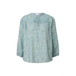 comma CI Viscose blouse with tunic neckline  - blue (50A2)