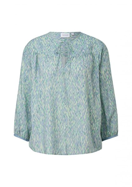 comma CI Viscose blouse with tunic neckline  - blue (50A2)