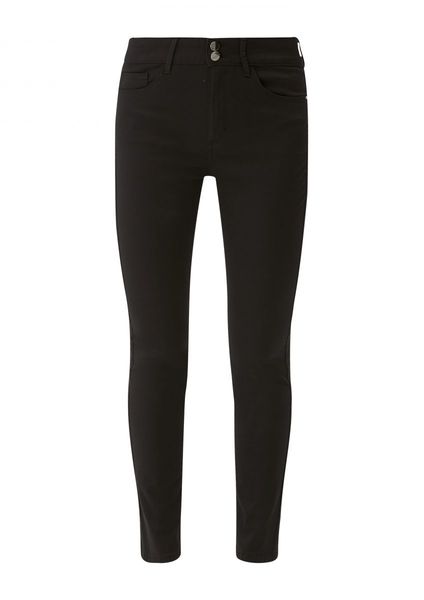 s.Oliver Black Label Pantalon taille haute en satin de coton - noir (9999)