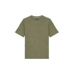 Marc O'Polo Gestreiftes T-Shirt regular in softem Slub-Jersey - grün (M46)