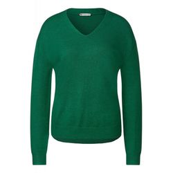 Street One Soft v-neck sweater - green (14657)