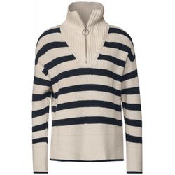 Street One Cozy troyer sweater - white/blue (24451)