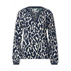 Street One Blouse with leo print - blue (31238)