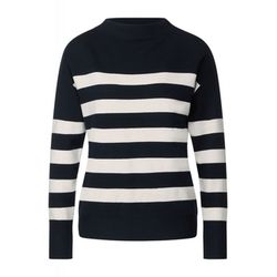 Street One Striped stand-up collar sweater - blue/white (21238)