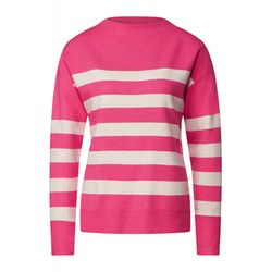 Street One Striped stand-up collar sweater - pink/white (24655)