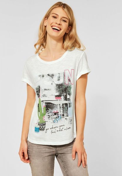 Cecil T-shirt with photo print - white (33474)