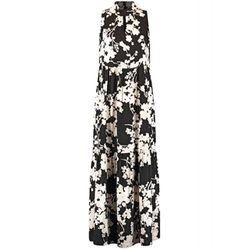 Taifun Sleeveless tiered dress with a floral print - white/black (01102)