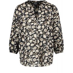 Taifun 3/4 sleeve blouse made of cotton voile - black/beige (01102)