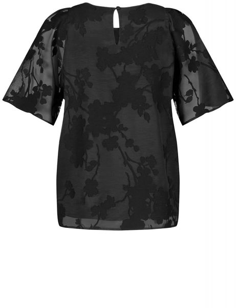 Taifun Fine blouse à manches courtes en qualité transparente - noir (01100)