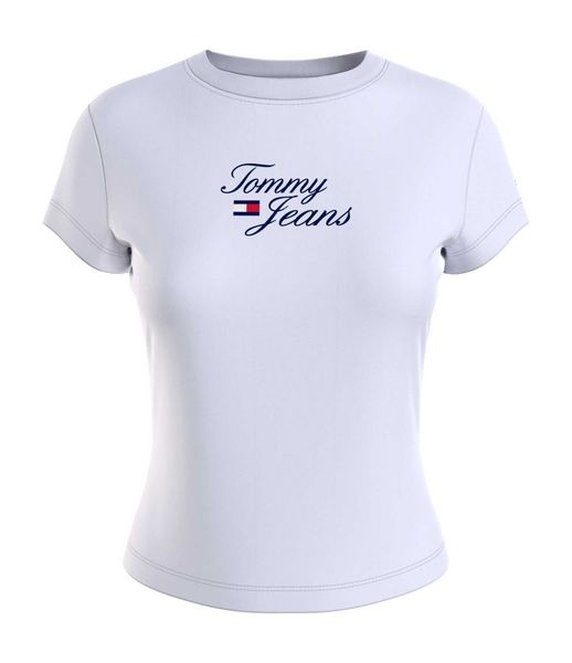 Tommy Jeans Basic Shirt mit Logo - weiß (YBR)