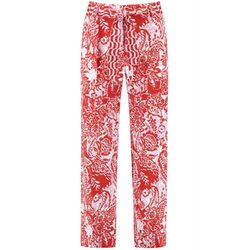 Gerry Weber Collection Patterned 7/8 pants with tie belt - white/red/beige (09068)