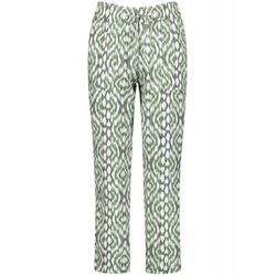 Gerry Weber Edition Pantalon en lin 7/8 à motifs Easy Fit - blanc/vert (05059)