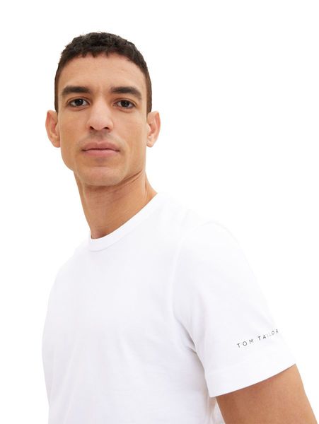 Tom Tailor Basic T-Shirt mit Logoprint - weiß (20000)